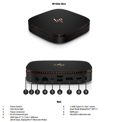 HP Elite Slice G1 Mini Desktop PC Intel® Core™ i5-7600T 8GB SSD 256 GB GRADE A - Refurbished - EGY Technology