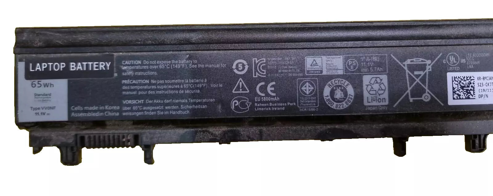 Original VV0NF 11.1V 65Wh 6-Cell Battery for Dell Latitude E5440 E5540 Series - EGY Technology